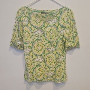 Ralph Lauren Green and Yellow Paisley Tee